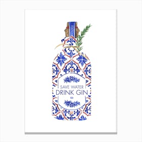 Save Water Drink Gin Canvas Print