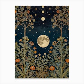 Moon In The Forest Style William Morris 1 Canvas Print