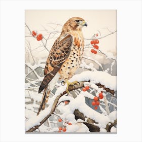 Winter Bird Painting Red Tailed Hawk 4 Canvas Print