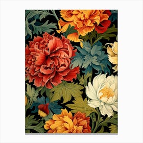 Peony Flower Pattern Canvas Print