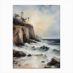 Vintage Coastal Seaside Painting (30) 1 Canvas Print