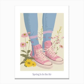 Spring In In The Air Pink Sneakers And Flowers 7 Canvas Print