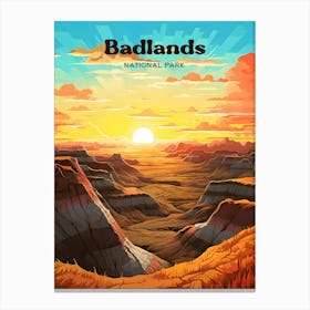 Badlands National Park Souvenir Modern Travel Illustration Canvas Print