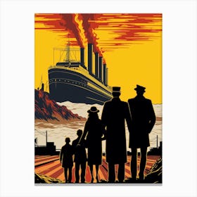 Titanic Family Boarding Pop Art 4 Canvas Print