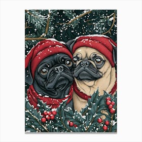 Christmas Pugs 5 Canvas Print