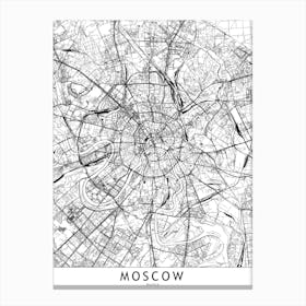 Moscow White Map Canvas Print