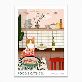 Foodie Cats Co Cat And Ramen In The Kitchen 3 Canvas Print