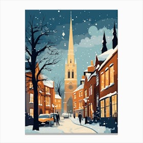 Winter Travel Night Illustration Stratford Upon Avon United Kingdom 4 Canvas Print