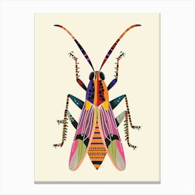 Colourful Insect Illustration Grasshopper 7 Canvas Print