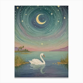 Crescent Moon Swan Canvas Print