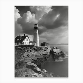 Black And White Lighthouse Canvas Print