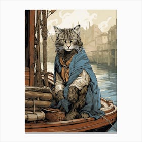 A Cat On A Medieval Ship 3 Canvas Print