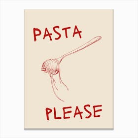 Pasta Please Red Poster Canvas Print