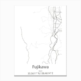 Fujikawa,Japan Minimalist Map Canvas Print