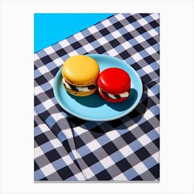 Macarons Checkboard Red & Yellow Canvas Print