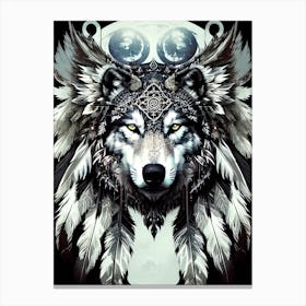 Wolf With Feathers 9 Canvas Print