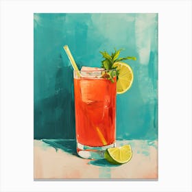 Hibiscus Cocktail Mid Century Canvas Print