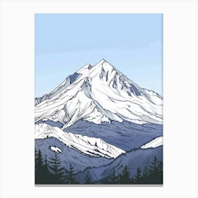 Mount Shasta Usa Color Line Drawing (6) Canvas Print