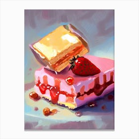 Strawberry Cake Oil Painting 3 Canvas Print
