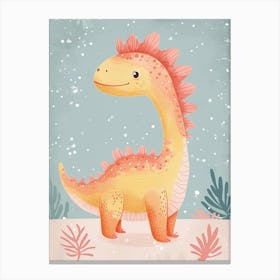 Cute Cartoon Therizinosaurus Dinosaur Watercolour 2 Canvas Print