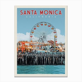 Santa Monica Pier California Travel Poster Canvas Print