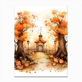 Cute Autumn Fall Scene 45 Canvas Print