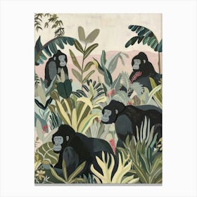 Gorillas Pastels Jungle Illustration 4 Canvas Print