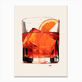 Illustration Negroni Floral Infusion Cocktail 2 Canvas Print