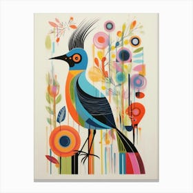 Colourful Scandi Bird Roadrunner 4 Canvas Print