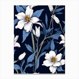 Seamless Pattern With White Flowers Canvas Print