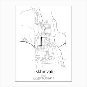 Tskhinvali,Georgia Minimalist Map Canvas Print