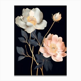 Flowers On A Black Background 21 Canvas Print