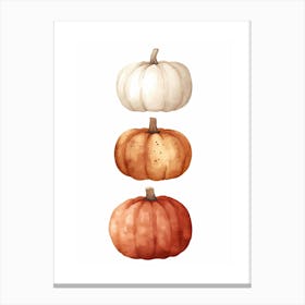 Watercolor Pumpkins Fall Wall Art Canvas Print