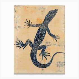 Blue Gecko Block Print 3 Canvas Print