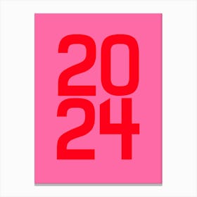 2024 Year Pink and Red Canvas Print