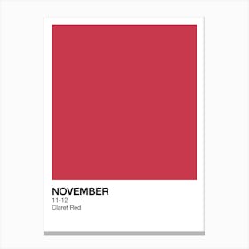 November Birth Month Colour Red Canvas Print