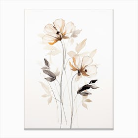 Linear Abstract Floral Composition Print Canvas Print