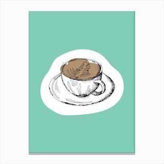 Kitchen Pop Coffee Mint Canvas Print