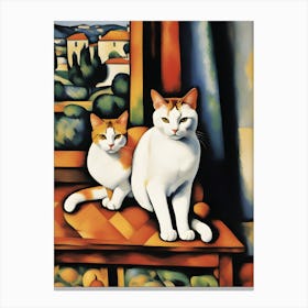 Cats In The Window Modern Art Cezanne Inspired Canvas Print