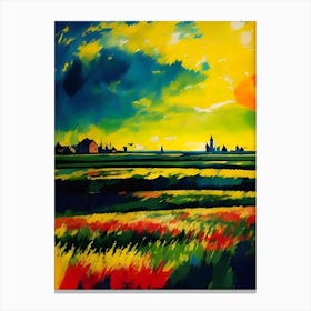 Sunset In The Field Canvas Print