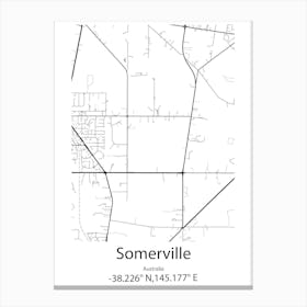 Somerville,Australia Minimalist Map Canvas Print