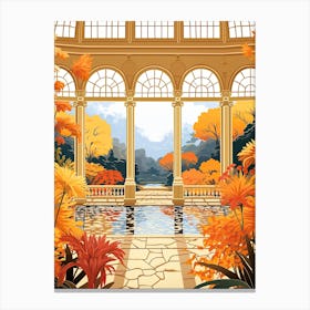 Longwood Gardens, Usa In Autumn Fall Illustration 2 Canvas Print