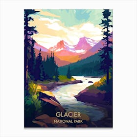 Glacier National Park Travel Poster Illustration Style 1 Canvas Print