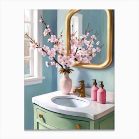 Cherry Blossom Bathroom 1 Canvas Print