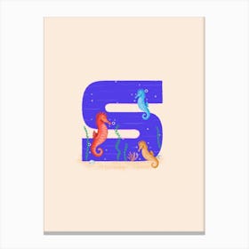 Letter S Seahorse Canvas Print
