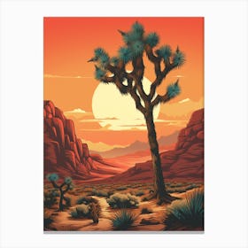  Retro Illustration Of A Joshua Tree At Dawn In Desert 1 Canvas Print