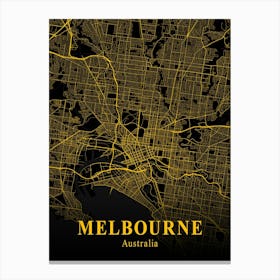 Melbourne Gold City Map 1 Canvas Print