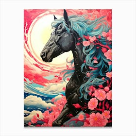 Horse In Cherry Blossoms 1 Canvas Print