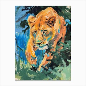 Asiatic Lion Lioness On The Prowl Fauvist Painting 3 Canvas Print