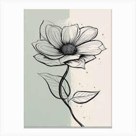 Line Art Sunflower Flowers Illustration Neutral 1 Canvas Print